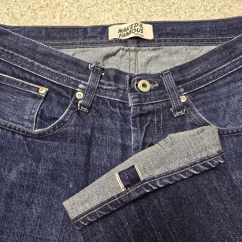 Naked and Famous Mens Worn In Selvedge Jeans Sz 32x30 Tag Missing